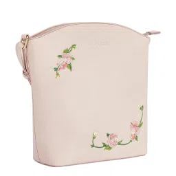 Caprese Elsy Powder Pink Faux Leather Floral Sling Handbag image 5