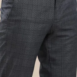 Turtle Grey Rayon Slim Fit Chequered Trousers image 5