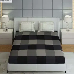 Monte Carlo Ramona Black Cotton 210 TC Queen Bedsheet with 2 Pillow Covers-image-2