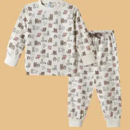 Desi Soota Kids White Cotton Printed Nightsuit-picture-32