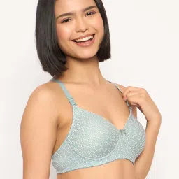Clovia Grey Cotton Regular Fit Printed Bra image 5