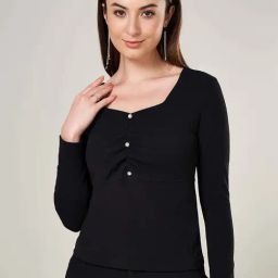 Annabelle by Pantaloons Jet Black Plain Top-picture-6