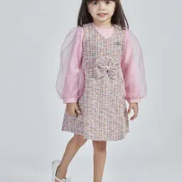 Peppermint Kids Pink Cotton Regular Fit 1 Dress and 1 Top-image-31
