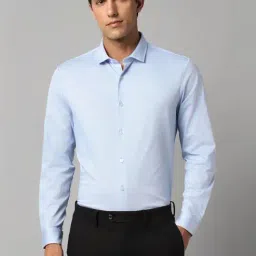 Louis Philippe Permapress Blue Cotton Slim Fit Shirt-picture-13