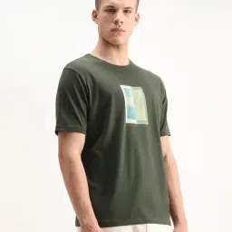 Rare Rabbit Olive Cotton Printed Regular Fit T-Shirt image 2