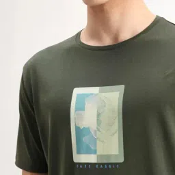 Rare Rabbit Olive Cotton Printed Regular Fit T-Shirt image 5