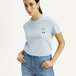 Levi's Light Blue Cotton Regular Fit Graphic Top-picture-25