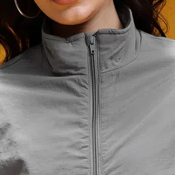 HERE&NOW Side Striped Windcheater Crop Bomber Jacket image 4