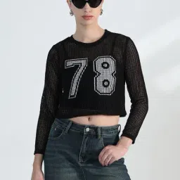 showoffff Showoff Black Cotton Regular Fit Printed Top With Inner-picture-27
