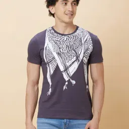 Being Human Grey Regular Fit Graphic Print Crew T-Shirt-image-28