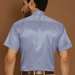 Indian Needle Blue Regular Fit Striped Shirt image 2