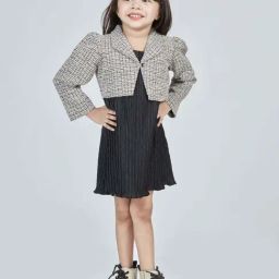Peppermint Kids Black Velvet Regular Fit 1 Dress and 1 Jacket-picture-2