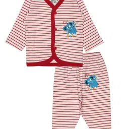 Bodycare Kids White Striped Full Sleeves Shirt with Pyjamas-picture-16