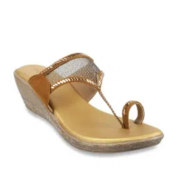 Metro Women's Antic Gold Thong Wedges-picture-11