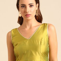 De Moza Solid V-Neck Sleeveless Saree Blouse-picture-49