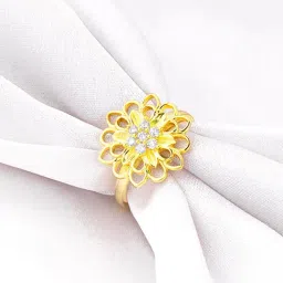 GIVA 92.5 Sterling Silver Golden Blooming Flower Adjustable Ring for Womens and Girls-picture-24