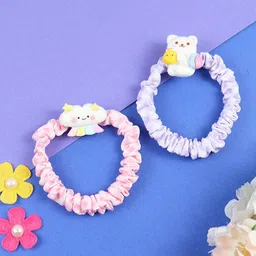 asthetika kids Asthetika Set of 2 Girls Teddy Bear Charms Fabric Hair Ties-picture-11