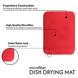 Aura 2-Pcs Maroon & Red Floor Microfiber Crockery Dish Drying Kitchen Mats image 5