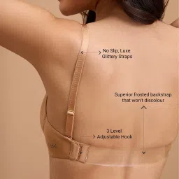 Nykd by Nykaa Multiway Luxe Transparent Back 3/4th Coverage Padded Non Wired T-Shirt Bra-NYB373-Tan image 5