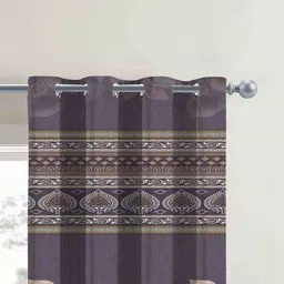 Aura Purple & White Set of 2 Floral Long Door Curtain image 4