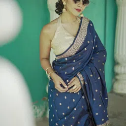 DHRUVIL IMPEX Woven Design Zari Pure Silk Banarasi Saree image 4