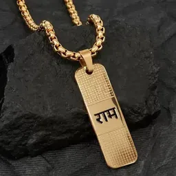 SZN Men Gold-Plated Rectangular Ram Design Pendant with Chain-picture-52