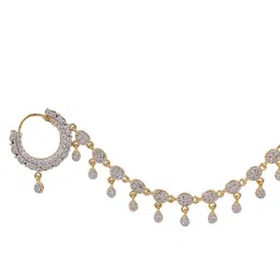 Opal Touch Gold-Plated American Diamond Studded Chained Nosepin image 2