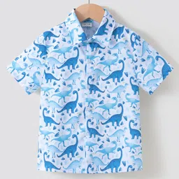 Kookie Kids Half Sleeves Dinosaur Printed Shirt - Blue-picture-13