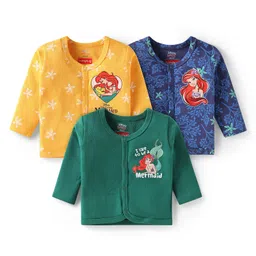 Babyhug Disney Interlock Knit Full Sleeves Jhabla with Disney Princess Graphics Pack Of 3 - Blue & Yellow-picture-17