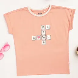 Milou Cotton Short Sleeves Bio Washed Typography Printed Tee - Peach-picture-26