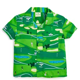 JusCubs Cotton Woven Half Sleeves Golf Field Printed Shirt - Green-image-37