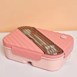 voncasa Von Casa Lunch Box with Spoon & Fork (1250 ml) ,Pink ,Rectangular ,Vector Line Design-picture-16