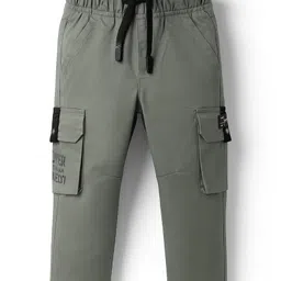 JASH KIDS Twill Woven Full Length Trouser Pant With Text Print - Olive Green-picture-19