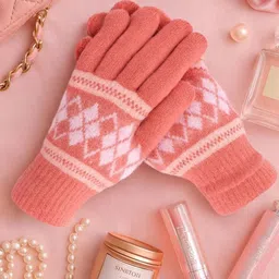 LOOM LEGACY Women Patterned Woollen Winter Gloves-picture-17