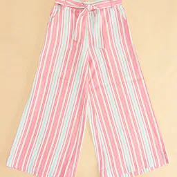 Pantaloons Junior Viscose Rayon Striped Trousers - Pink image 4