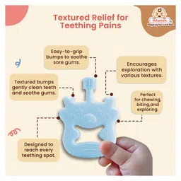Infantso Bear Shape Silicone Teether | BPA-Free Teether, Teething Relief, Baby Teether Silicone, Teething Toy, Sensory Toy, Gum Massager for 4+ months | Teether for baby - Light Blue (Pack of 1) image 3
