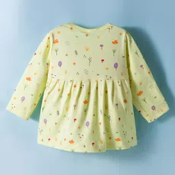 Tango Interlock Knit Full Sleeves Co-ords Night Suit With Tropical Theme Print - Yellow image 3