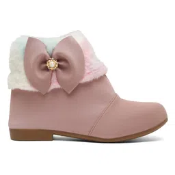 Tiny Bugs Girls Party Wear Embellished Fur Boots - Purple image 5