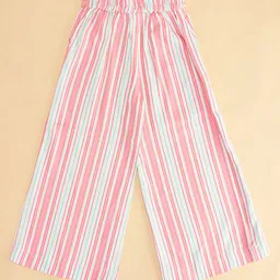 Pantaloons Junior Viscose Rayon Striped Trousers - Pink image 5