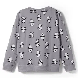 Ollypop Interlock Knit Full Sleeves T-Shirt & Lounge Pant Co-ord Set With Panda Print - Grey image 3