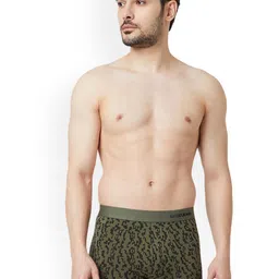 UnderJeans by Spykar Printed Mid-Rise Short Trunk UJNPTS086OLIVEBLACK image 3