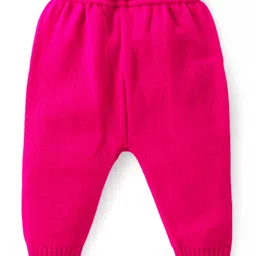 Babyhug Knitted Full Sleeves Pullover Sweater Set With Floral Design- Pink image 5