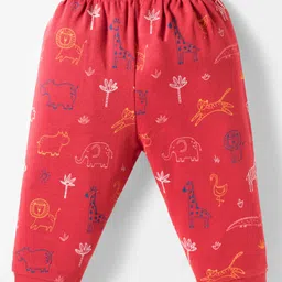 Zero Interlock Knit Full Length Leggings with Animal Print Pack of 3 - Light Green Light Blue & Red image 5