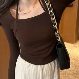 StyleCast Women Square Neck Long Sleeves Fitted Top image 2