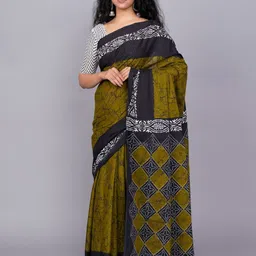 TROPWEAR Ikat Printed Pure Cotton Saree-picture-31