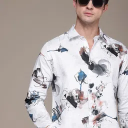French Connection Slim Fit Floral Printed Pure Cotton Casual Shirt-image-73