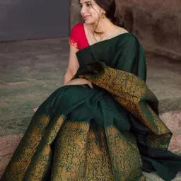 Saree Mall Green Woven Saree With Unstitched Blouse-picture-32