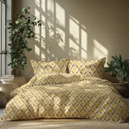 GRES Home 120TC 100% Cotton Super King Bedsheet with 2 Pillow Covers - Mustard Yellow-picture-14