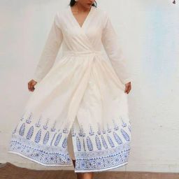 Chidiyaa Bougainvillea Aestas Blockprinted Cotton Dress-picture-23