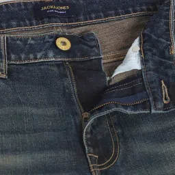 Jack & Jones Dark Blue Denim Cotton Regular Fit Distressed Jeans image 5